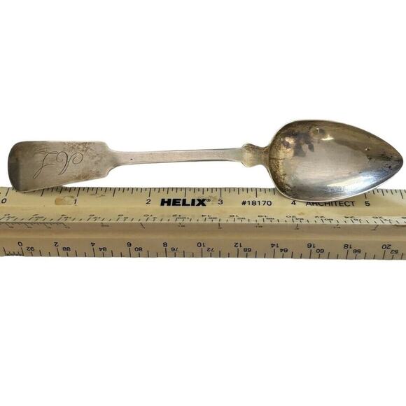 Antique Coin Silver Hall Hewson GA Jones 1839-42 Albany NY Tea Spoon Monogram - Picture 5 of 10